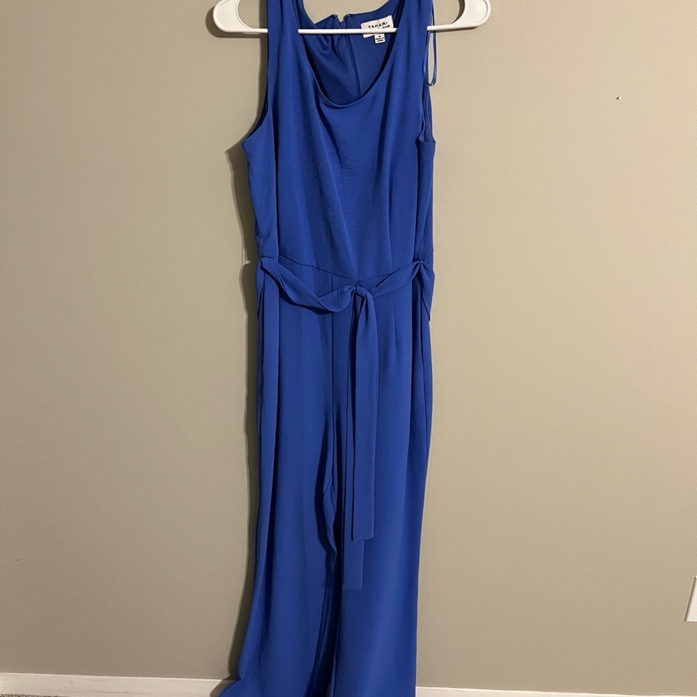 Vince Blue Sleeveless Jumpsuit with Tie Waist